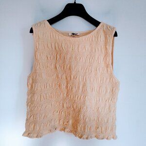 Ladies SZ XL Madewell Yellow Smocked Boatneck Tank